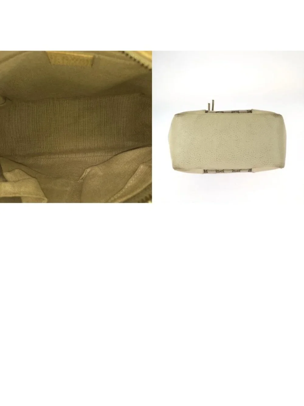 Gucci 2-Way Beige Gold GG Canvas Leather Shoulder Bag
